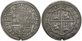 FELIPE IV (1621-1665). 8 Royals. (Ar. 26.41g \/ 42mm). 1636. Segovia R. (Cal-2019-1610). VF. Broken flange.