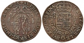 FELIPE IV (1621-1665). Jet\u00f3n. (Ae. 4.36g \/ 28mm). 1643. Brussels. (Dugniolle 3983). VF.