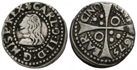 CHARLES II (1665-1700). Croat. (Ar. 2.57g \/ 21mm). 1675. Barcelona. (Cal-2019-199). VG.