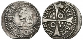 CHARLES II (1665-1700). Croat. (Ar. 2.40g \/ 21mm). 1682. Barcelona. (Cal-2019-209). F.