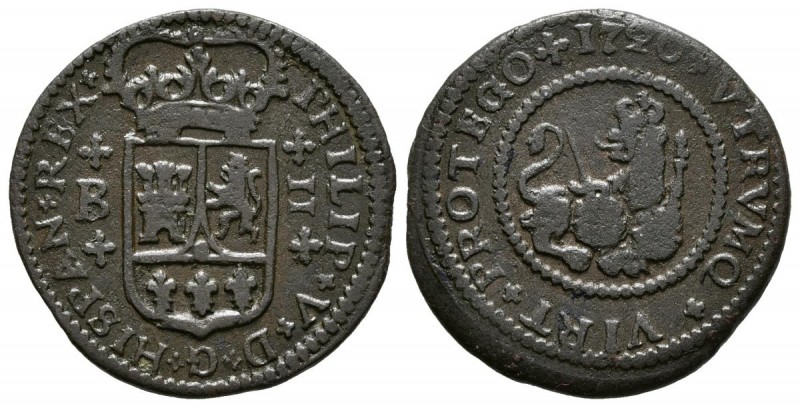 FELIPE V (1700-1746). 2 Maraved\u00eds. (Ae. 3.68g \/ 23mm). 1720. Barcelona. (C...