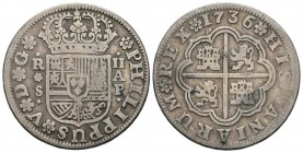 FELIPE V (1700-1746). 2 Real. (Ar. 5.40g \/ 26mm). 1736. Seville AP. (Cal-2019-995). VG.