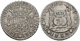 FERNANDO VI (1746-1759). 8 Royals. (Ar. 26.87g \/ 39mm). 1752. Mexico MF. (Cal-2019-477). F.