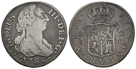 CHARLES III (1759-1788). 2 Real. (Ar. 5.69g \/ 26mm). 1788. Madrid M. (Cal-2019-640). VG.