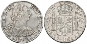 CHARLES III (1759-1788). 8 Royals. (Ar. 26.93g \/ 39mm). 1786. Mexico FM. (Cal-2019-1129). VF\/ XF. Remnants of original shine.