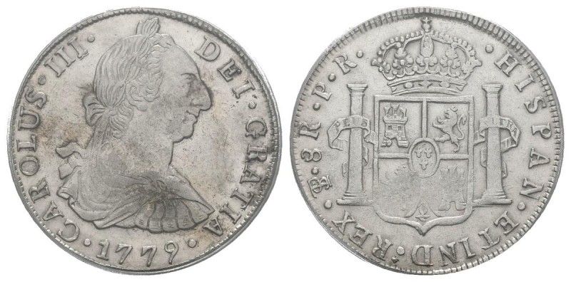 CHARLES III (1759-1788). 8 Royals. (Ar. 27.00g \/ 38mm) *. 1779. Potos\u00ed PR....