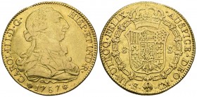 CHARLES III (1759-1788). 8 Shields. (Au. 26.88g \/ 37mm). 1787. Seville CM. (Cal-2019-2193). F.
