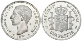 CONTEMPORARY. 1 peseta. (Ar. 13.62g \/ 33mm). 1876. Alfonso XII. Current reproduction (90s) of the FNMT. Belonging to the History of the Peseta Collec...