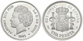 CONTEMPORARY. 1 peseta. (Ar. 13.57g \/ 33mm). 1876. Alfonso XIII. Current reproduction (90s) of the FNMT. Belonging to the History of the Peseta Colle...