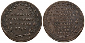 BELGIUM. Commemoration of the Independence of Flanders. 1790. (Ae. 11.67g \/ 32mm). Work of Theodore Van Berckel, engraver at the Brussels Mint. (Feua...