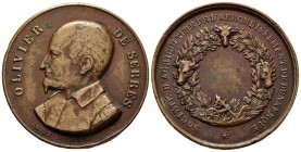 FRANCE. Medal of the Agricultural Society. Olivier De Serres (Ae. 19.54g \/ 36mm). Circa 1850. Engraver: H. de Longueil. (Eng3610). VF