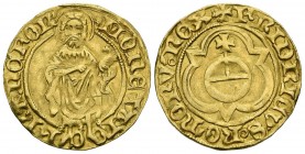 GERMANY, Frederick III (1440-1493). Florin de Oro de San Juan Bautista. (Au 3.37g \/ 22mm). 1440-1451. Frankfurt. Fr\u00e9deric III with the title of ...