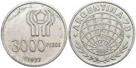 ARGENTINA. 2000 pesos. (Ar. 25.06g \/ 38mm). 1978. Argentina\u00b478 Soccer World Cup. (km # 80). UNC.