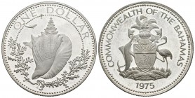 BAHAMAS. Commonwealth. 1 USD. (Ar. 18.06g \/ 34mm). 1975. Elisabeth II. (Km # 65a). PROOF.