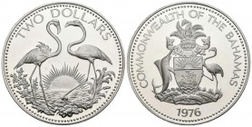 BAHAMAS. Commonwealth. 2 Dollars. (Ar. 30.12g \/ 40mm). 1976. Elisabeth II. (Km # 66a). PROOF.