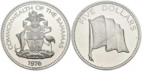 BAHAMAS. Commonwealth. 5 Dollars. (Ar. 43.14g \/ 45mm). 1976. Elisabeth II. (Km # 67a). PROOF.