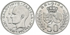 BELGIUM. 50 Francs. (Ar. 12.50g \/ 30mm). 1960. Balduino I. (Km # 152.1). UNC.