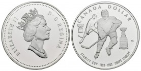 CANADA. 1 USD (Ar. 25.24g \/ 36mm). 1993. Centennial Stanley Cup. (Km # 235). Proof. Includes certificate of authenticity and original box.
