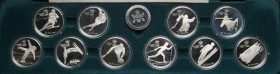 CANADA. Official and complete case consisting of 10 commemorative silver coins (Ar. 34.10g \/ 40mm) from the 1988 Calgary Winter Olympics. 341 grams o...