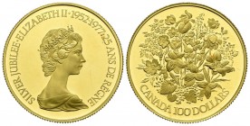 CANADA. 100 Dollars (Au. 16.95g \/ 27mm). 1977. 25th Anniversary of the Reign of Isabel II. (Km # 119). Proof. Extraordinary conservation.