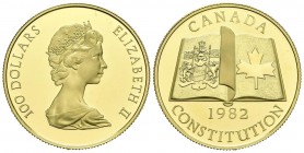 CANADA. 100 Dollars (Au. 17.00g \/ 27mm). 1982. New Constitution. (Km # 137). Proof. Extraordinary conservation.