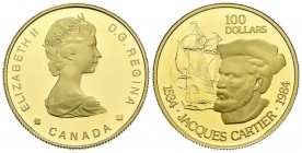 CANADA. 100 Dollars (Au. 16.90g \/ 27mm). 1984. Jacques Cartier. (Km # 142). Proof. Extraordinary conservation.