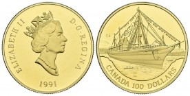 CANADA. 100 Dollars. (Au-Ar. 13.25g \/ 27mm). 1991. Empress of India. First steamship to reach Vancouver Harbor. (Km # 180). Proof. Includes certifica...