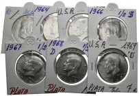 UNITED STATES. Set consisting of 7 1\/2 Dollar silver coins. Correlative and complete dates between 1963 and 1969. Different states of conservation. I...