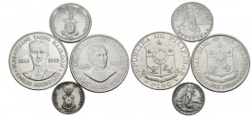 PHILIPPINES. Nice set consisting of 4 silver coins of different values: 20 and 50 Centavos, 1 Peso and 1 Piso. Dates between 1944 and 1969. Different ...