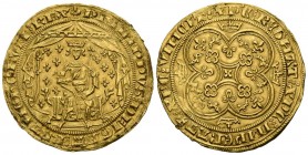 FRANCE, Philip IV of Valois (1328-1350). Gold Pavilion. (Au. 5.01g \/ 31mm). Anv: PHILIPPVS DEI GRA FRANCHORVM REX. Felipe IV crowned seated facing fr...