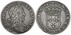 FRANCE, Louis XIII (1610-1643). 1\/2 Ecu. (Ar. 13.57g \/ 33mm). 1642. Paris A. (Gadoury 49). VF. Beautiful patina. Limited.