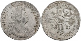 FRANCE, Louis XIV (1643-1715). Ecu. (Ar. 27.15g \/ 43mm). 1704. Paris A. (Gadoury 227). Minted on Ecu of 1694. XF. Limited.