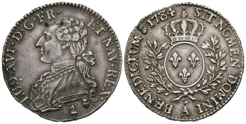 FRANCE, Louis XVI (1774-1792). 1\/2 Ecu. (Ar. 14.66g \/ 33mm). 1784. Paris A. (G...