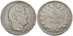 FRANCE, Luis Felipe I. 5 Francs. (Ar. 24.81g \/ 37mm). 1842. Lille W. (Km # 749.13). F.