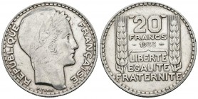 FRANCE. 20 Francs. (Ar. 19.88g \/ 35mm). 1933. (Km # 879). VF.