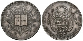 PERU. Proclamation of the Constitution Medal (Ar. 17.07g \/ 35mm). 1834. Lima. VF. Very scarce.