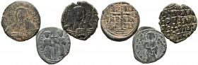 BYZANTINE EMPIRE. Lot consisting of 2 Follis from the 10th-12th centuries and an unidentified 1\/2 Follis. TO EXAMINE.