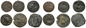 SPANISH MONARCHY. Lot composed of 6 copper of different kings, values and mints. TO EXAMINE.