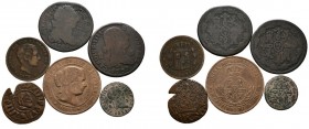 Set of 6 Spanish coppers from dates between the reigns of Felipe IV and Alfonso XII. Different modules and states of conservation. TO EXAMINE.