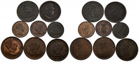 CENTENARY OF THE PESETA. Lot consisting of 8 coins from different periods of the Centennial of the Peseta with the values: 1 and 2 Cents. TO EXAMINE.