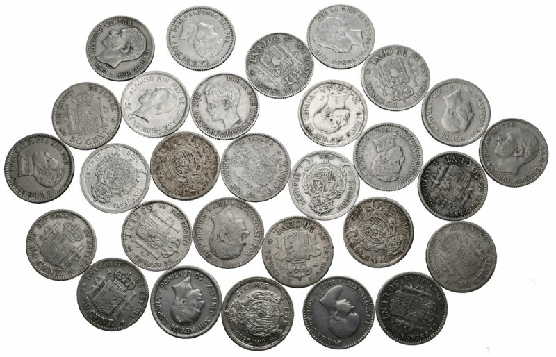 CENTENARY OF THE PESETA. Magnificent set of 29 pieces of 50 Cents minted by King...