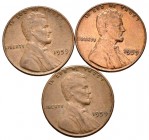 UNITED STATES. Lot consisting of 3 coins of 1 Cent from 1959. VG +. TO EXAMINE.