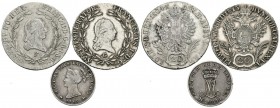 FOREIGN CURRENCIES. Set of 3 silver coins, of which 2 are from Hungary and 1 from Italy. TO EXAMINE.
