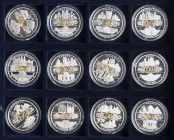 FOREIGN CURRENCIES. Set of 24 commemorative medals of the launch of the Euro and other commemorations (CuNi. 30.00g \/ 40mm). PROOF. Includes certific...