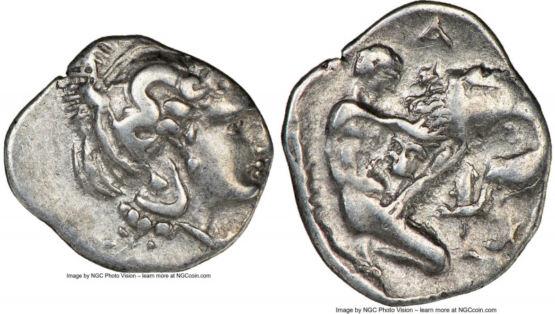 CALABRIA. Tarentum. Ca. 380-280 BC. AR diobol (13mm, 2h). NGC VF. Ca. 325-280 BC...