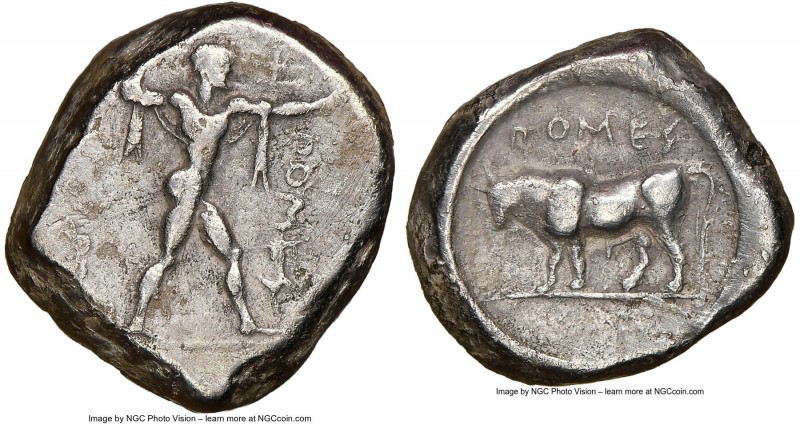 LUCANIA. Poseidonia. Ca. 470-420 BC. AR stater (18mm, 3h). NGC VF, brushed. ΠΟΣE...