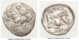 SICILY. Gela. Ca. 430-425 BC. AR litra (13mm, 0.53 gm, 3h). About Fine. Armored warrior on horseback galloping left, with shield in left hand / Forepa...