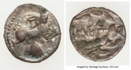 SICILY, Messana. Ca. 420-413 BC. AR litra (12mm, 0.56 gm, 3h). Fine, deposits. Hare springing right; scallop shell below / MEΣ, legend within wreath. ...