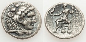 MACEDONIAN KINGDOM. Alexander III the Great (336-323 BC). AR tetradrachm (27mm, 16.75 gm, 5h). Choice VF, porosity. Posthumous issue of Tyre, dated Re...