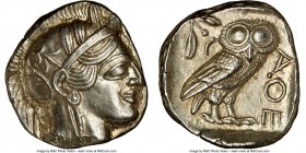 ATTICA. Athens. Ca. 440-404 BC. AR tetradrachm (25mm, 17.19 gm, 7h). NGC MS 5/5 - 4/5, brushed. Mid-mass coinage issue. Head of Athena right, wearing ...